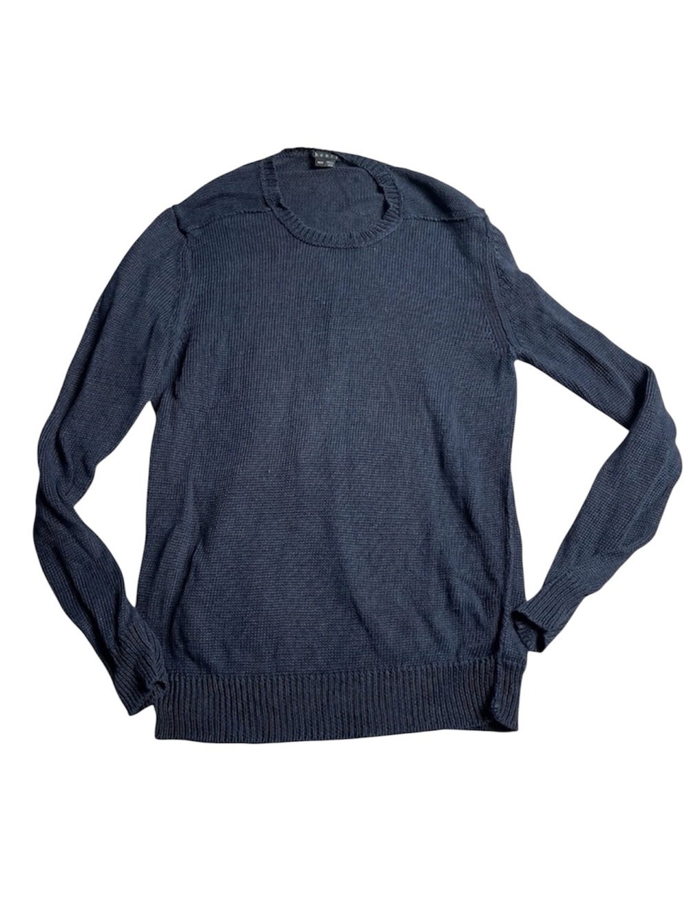 Theory 100% Linen Knit Sweater – Navy Blue Crewneck, Size M